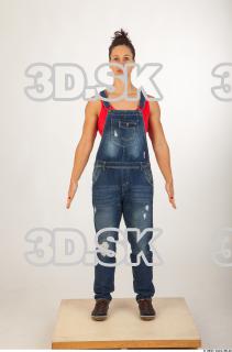 Whole body blue jeans red singlet of Rebecca 0001